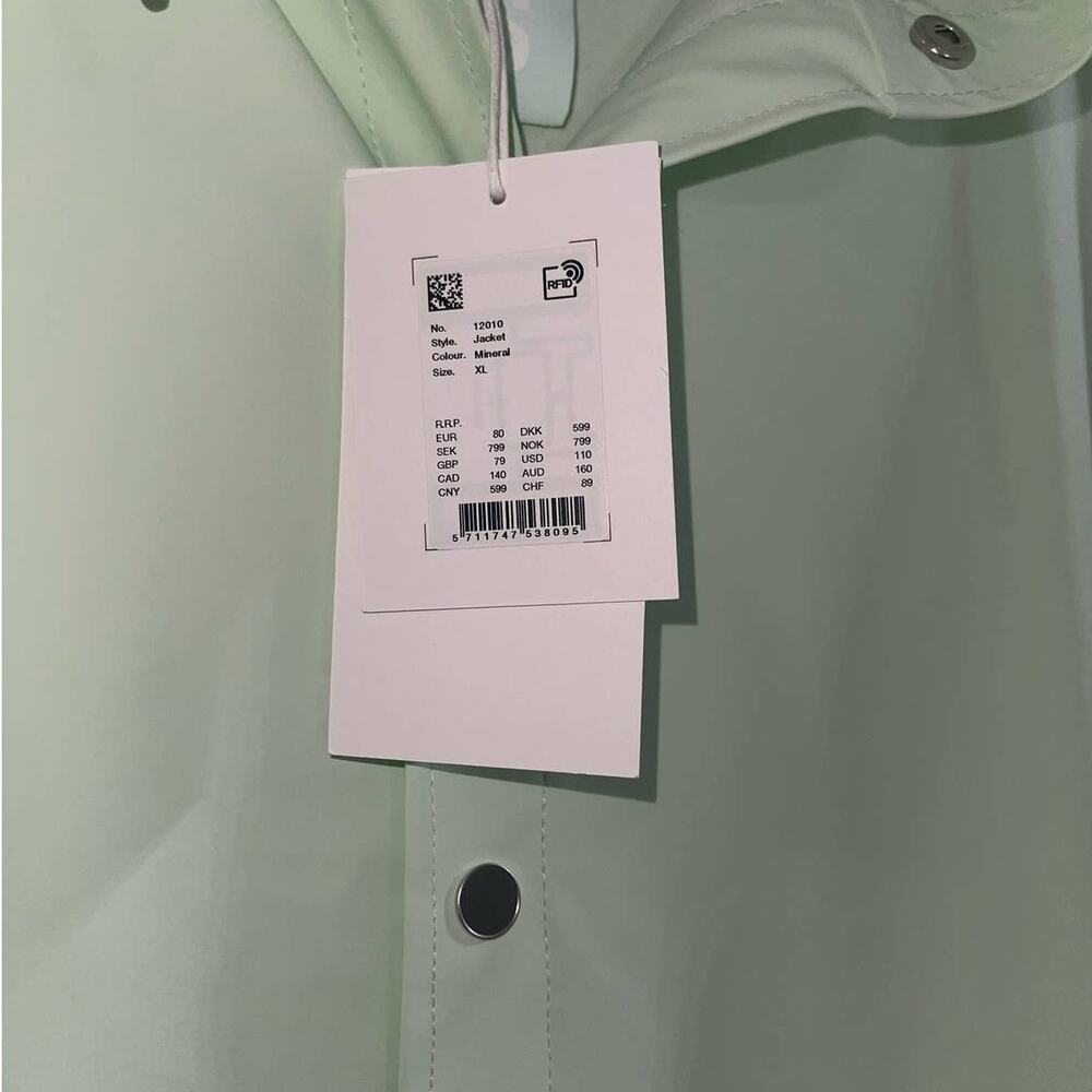 NWT! Rains Unisex Waterproof Jacket in Mineral - Size XL - Picture 11 of 11